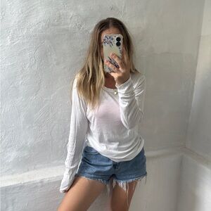 Cynthia Rowley staple long sleeve cotton blend knit